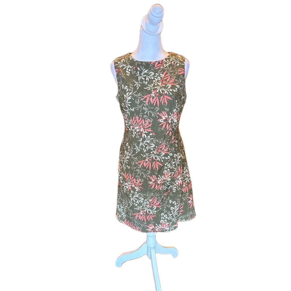 Apricot Floral Sleeveless Mini Faux Wrap Dress Tropical Flowers Size Medium
